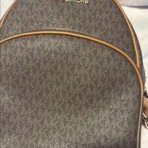 Michael Kors Brown Monogram Backpack with Textured Canvas